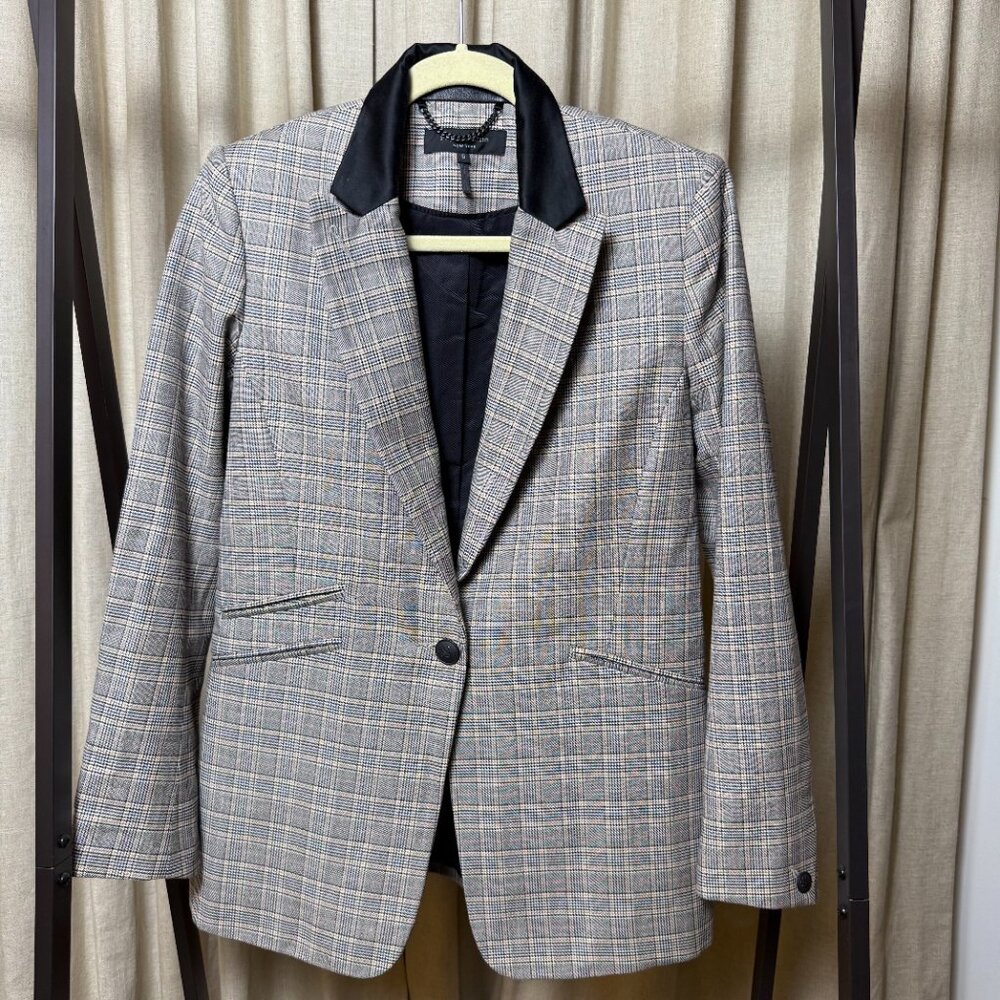 rag & bone Plaid Blazer with Black Collar